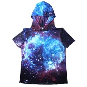Galaxy Short Sleeve Galaxy Polyester Hoodie